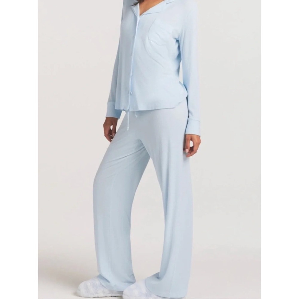 Skims Soft Lounge Modal Sleep Set Frost Blue Sz XXS Lounge Cozy